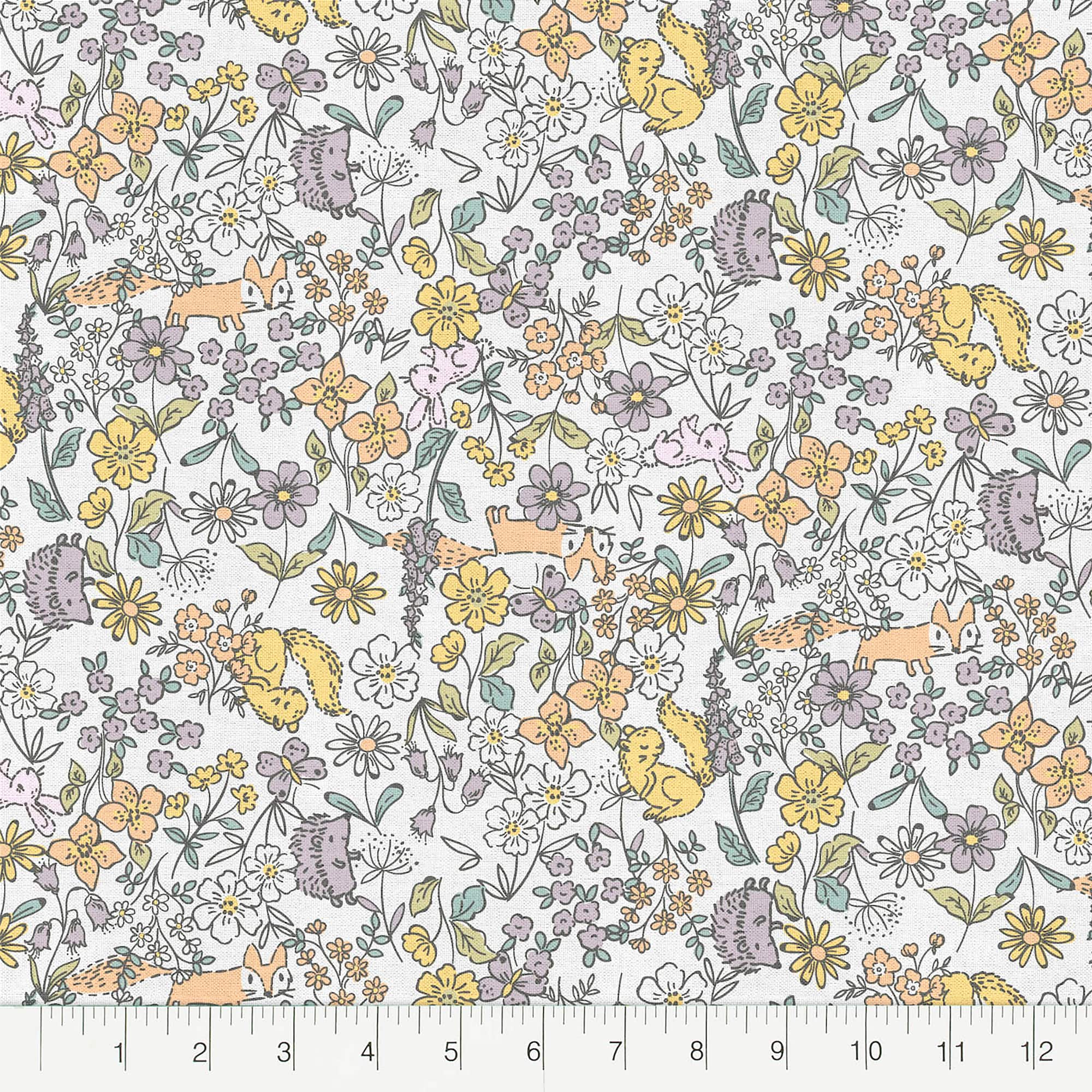 Fabric Editions White Peekaboo Cuties Cotton Fabric